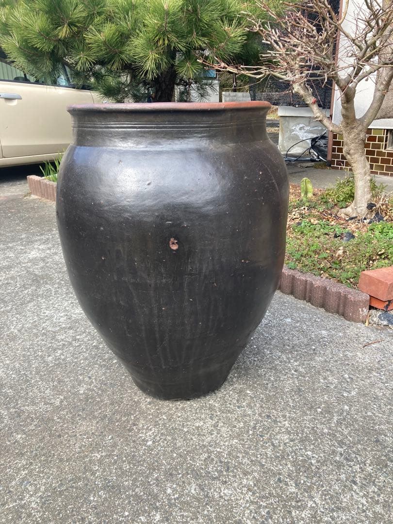 訳あり。大型時代物 大瓶。睡蓮鉢 メダカ鉢 古民具 アンティーク 高67cm。