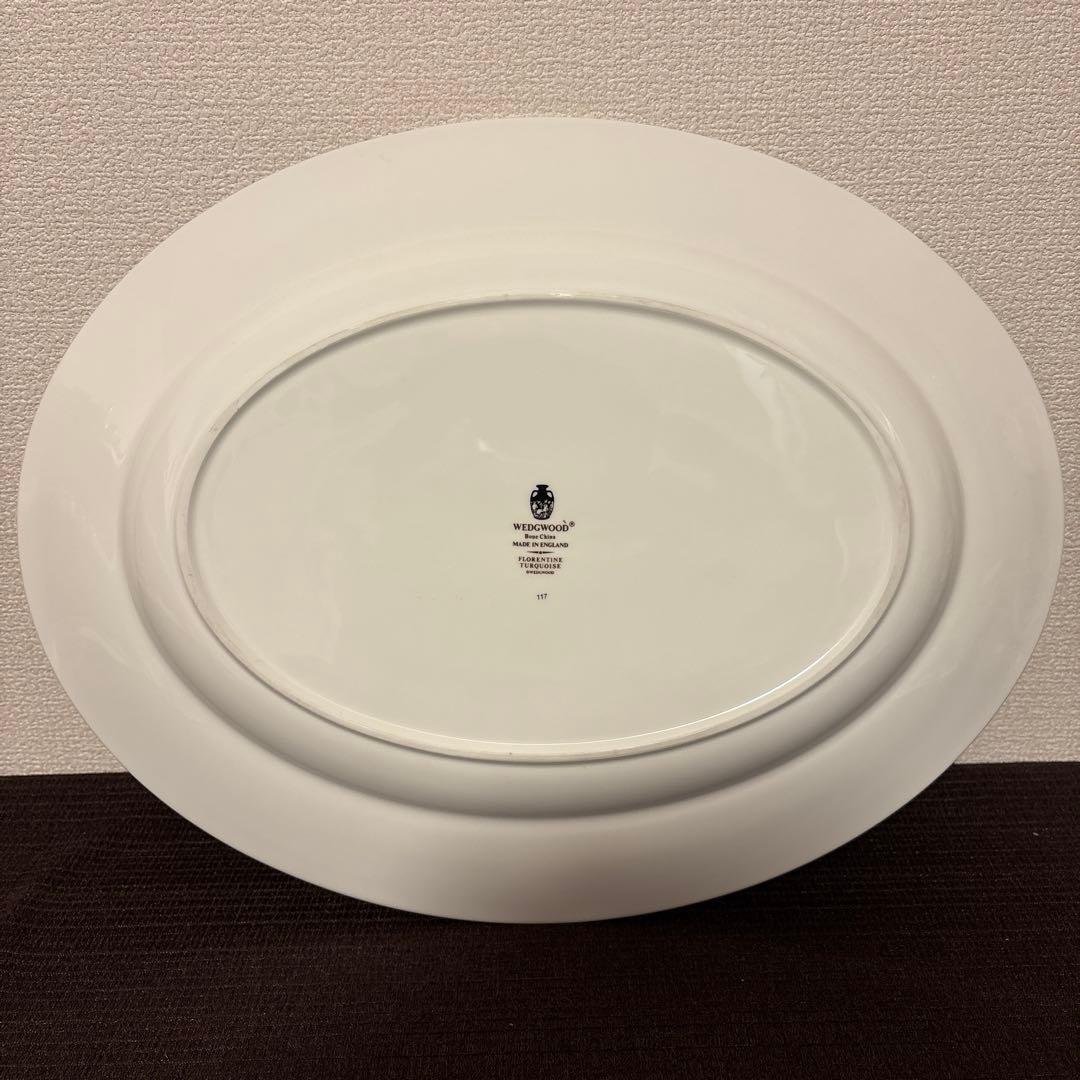 ウェッジウッド　フロレンティーン　ターコイズ　オーバルプレート　Lサイズ