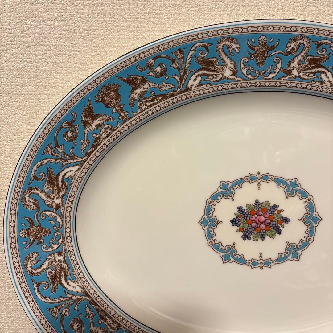 ウェッジウッド　フロレンティーン　ターコイズ　オーバルプレート　Lサイズ