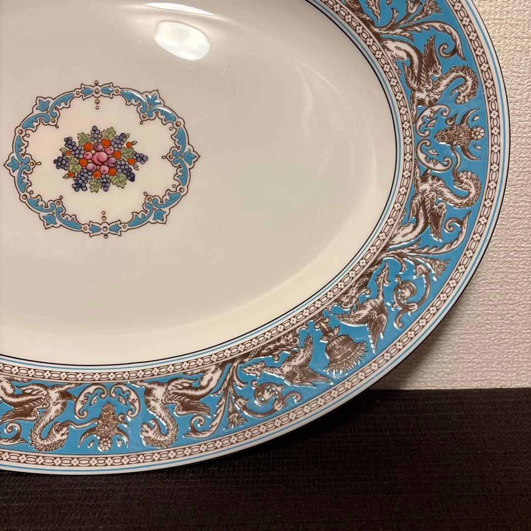 ウェッジウッド　フロレンティーン　ターコイズ　オーバルプレート　Lサイズ