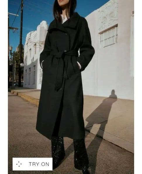 今季！ウール ハイネック ロングコート ブラック　ザラ　ZARA　S