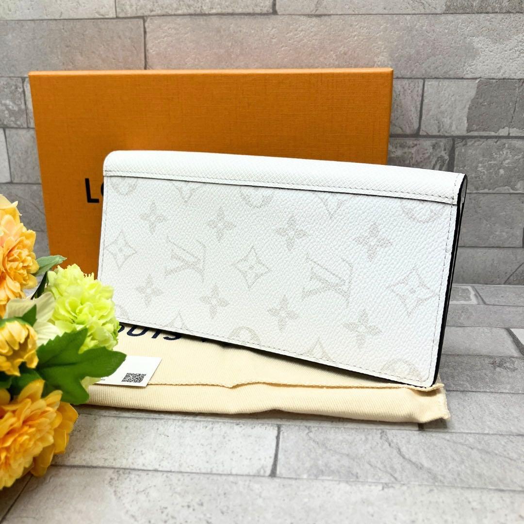 ルイヴィトン タイガラマ ポルトフォイユブラザNM 人気 白　ロングウォレット