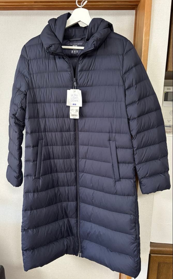 み*み様 UNIQLO ウルトラライトダウンロングコート ネイビー L