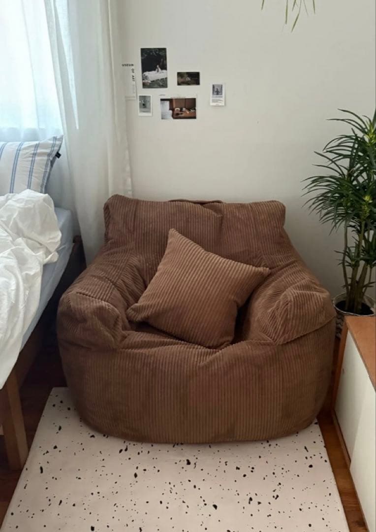 LOOSY 1人掛けビーズソファ+オットマン　brown ブラウン　HUG