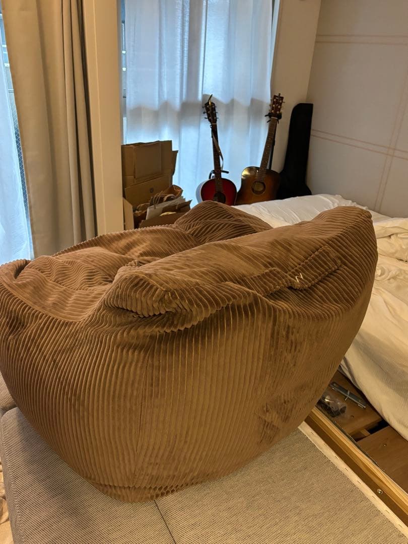 LOOSY 1人掛けビーズソファ+オットマン　brown ブラウン　HUG