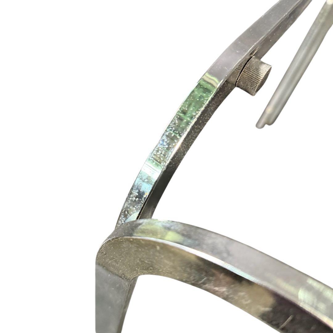 ラリー様　HR810 レトロなガラステーブル　スチール　シルバー