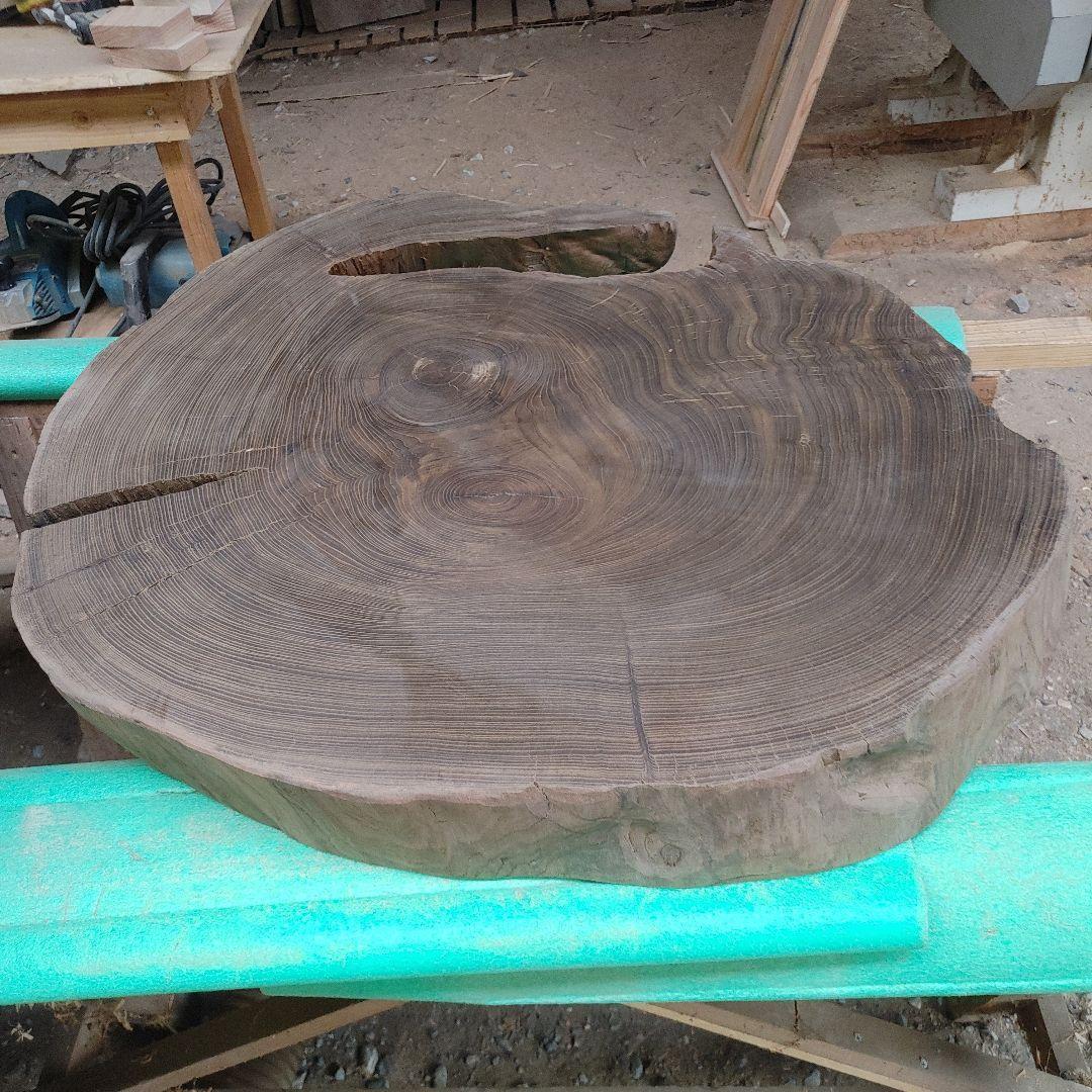 神代欅　ケヤキ　輪切　一枚板　花台　飾り台　銘木　無垢材/自然素材　番号84