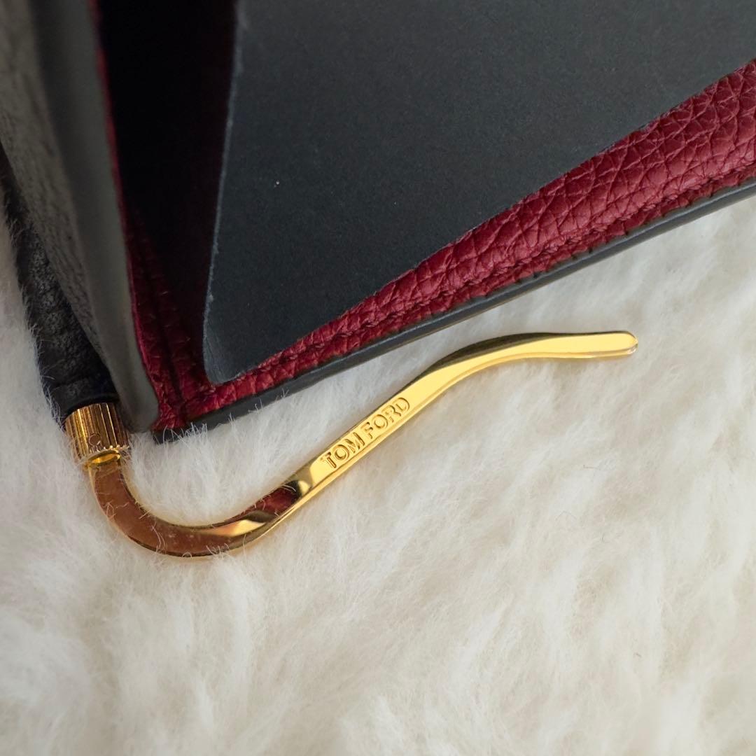 美品　トムフォード　マネークリップ　バイカラー　黒　レザー