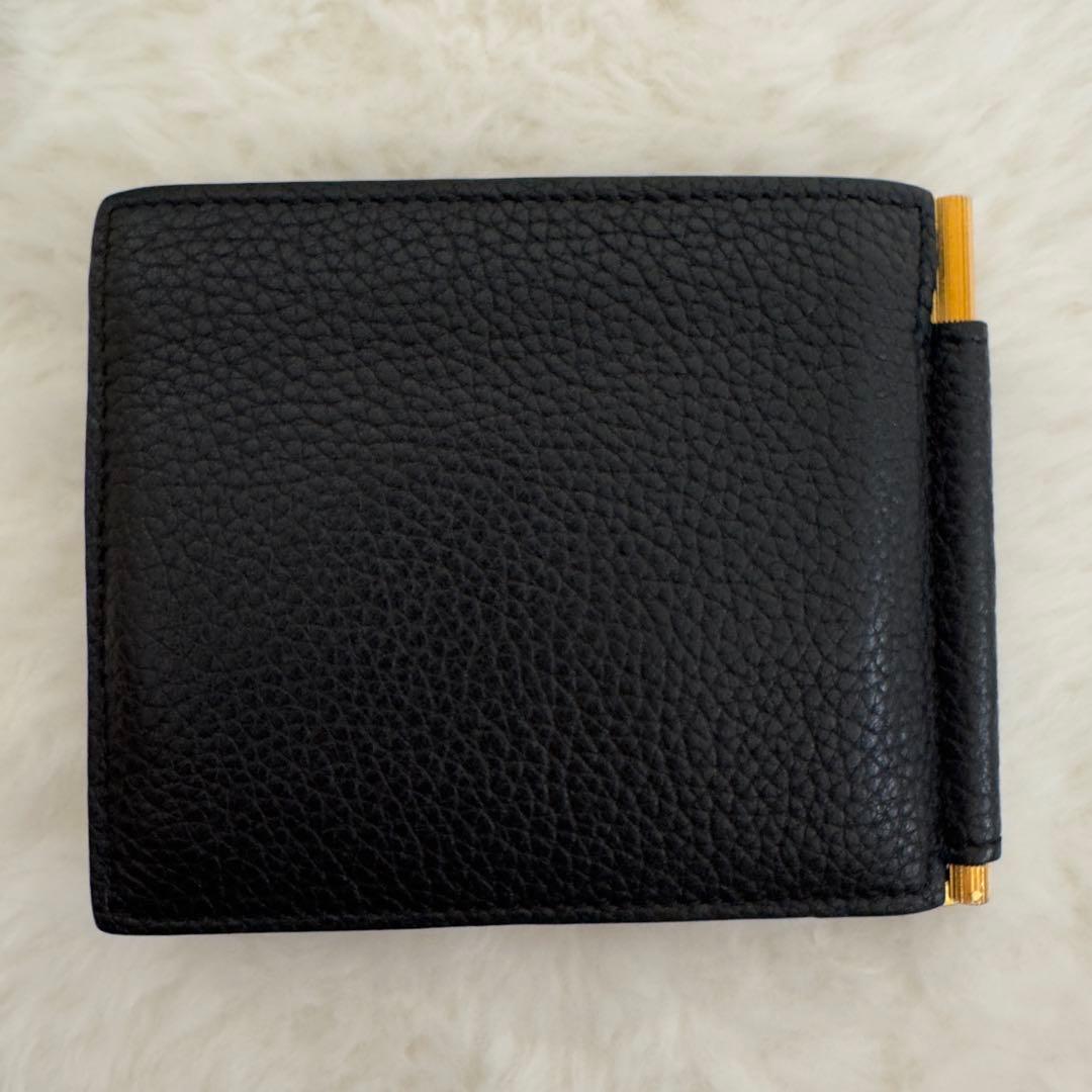 美品　トムフォード　マネークリップ　バイカラー　黒　レザー