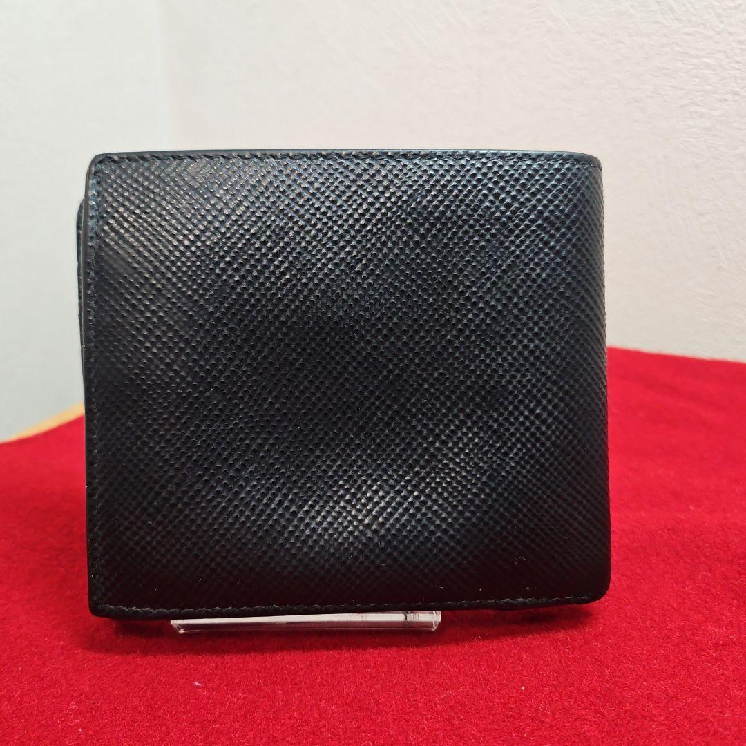 PRADA プラダ 折り財布 三角プレート ロゴ金具 サフィアーノレザー 黒