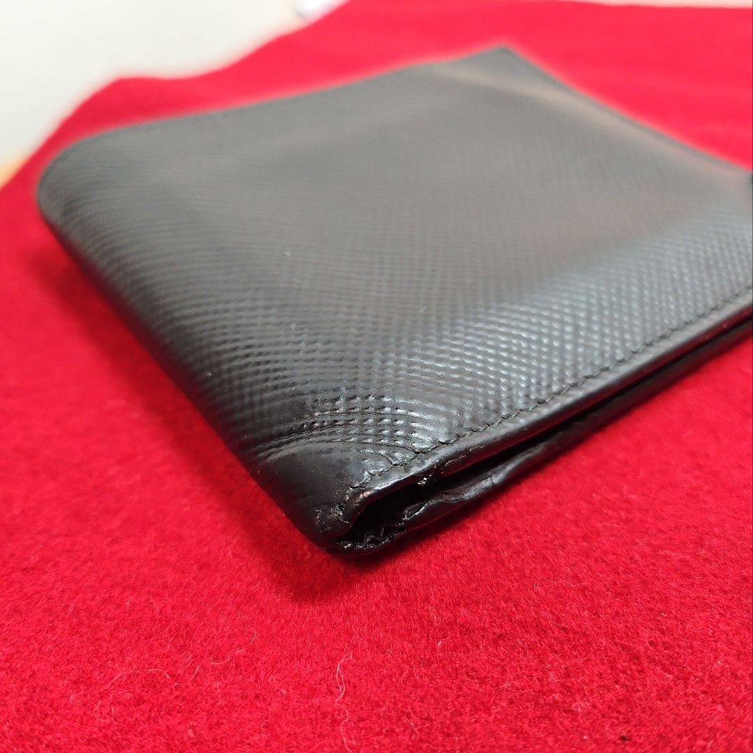 PRADA プラダ 折り財布 三角プレート ロゴ金具 サフィアーノレザー 黒
