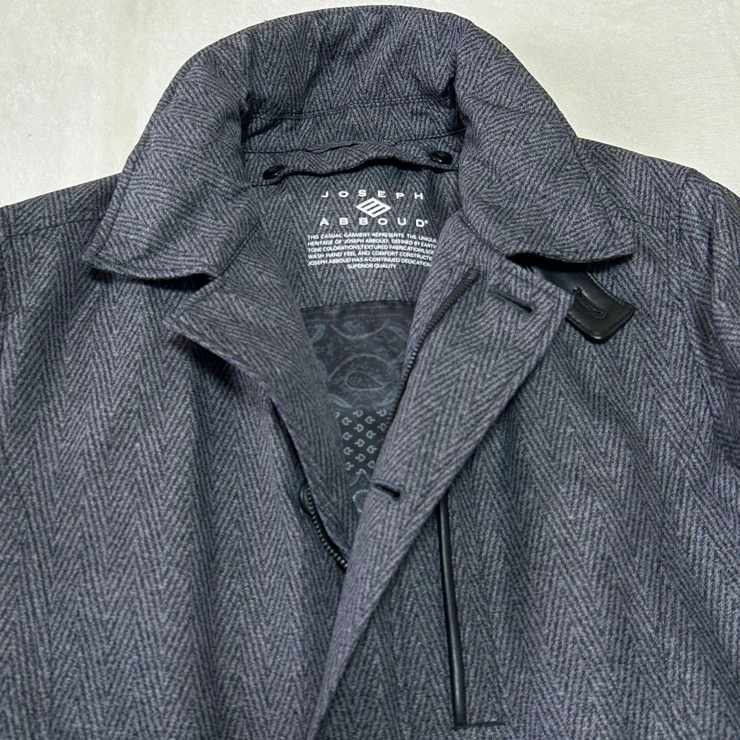 極美品ジョセフアブード ADSダウンライナー ヘリンボーン ステンカラーコートM