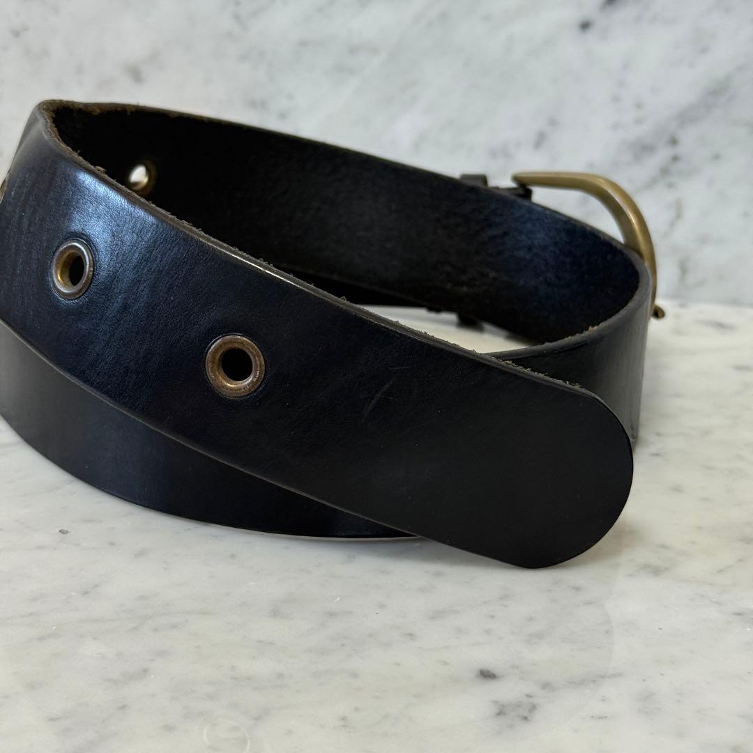 アルゼンチン製 Ralph Lauren ラルフローレン ベルト 本革 黒 太幅