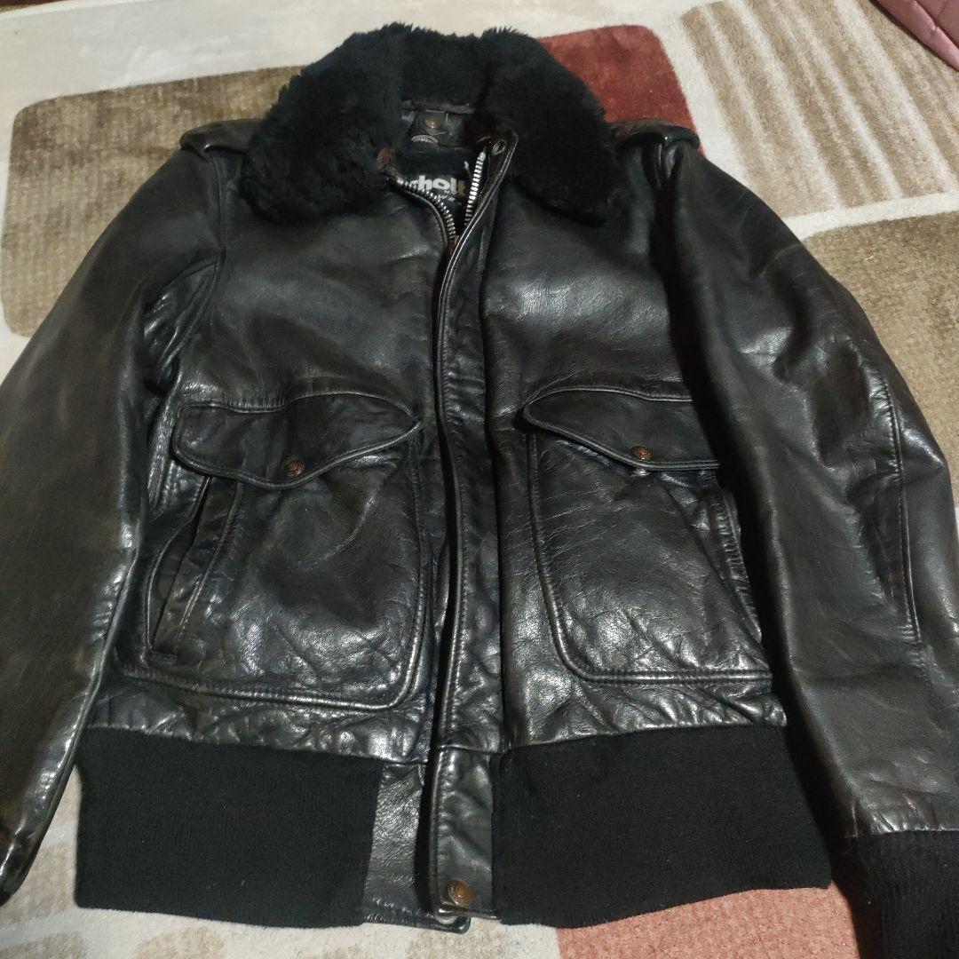 完品人気黒Schott１８４SMフライトジャケット３８ ダメでも対応有！