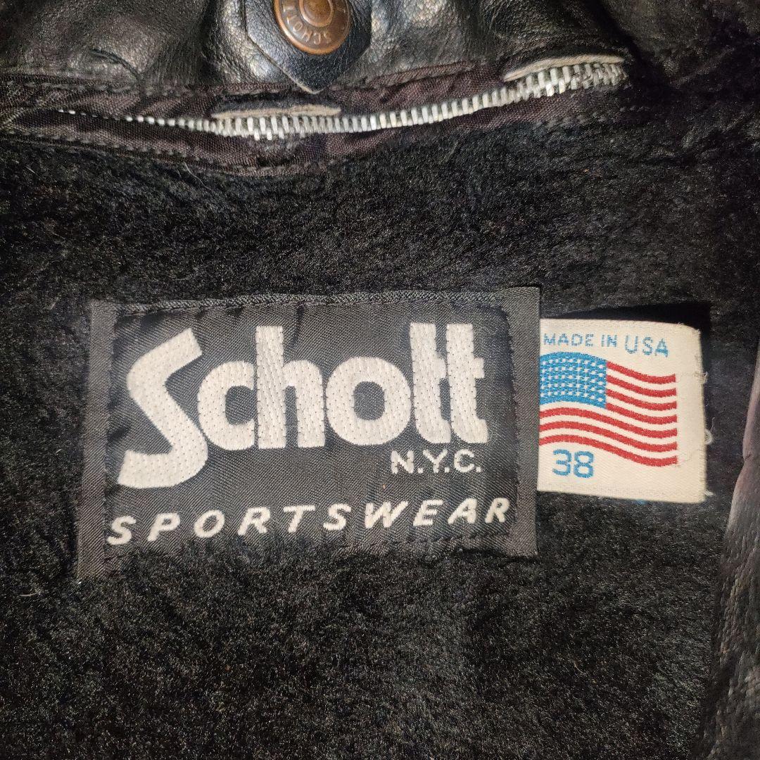 完品人気黒Schott１８４SMフライトジャケット３８ ダメでも対応有！