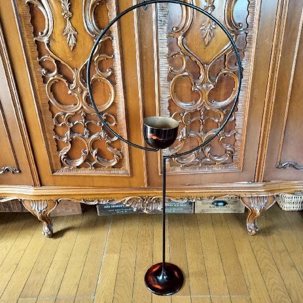 ヴィンテージ 変形花器 金属 漆 大型 花瓶 花器 和モダン フラワーベース