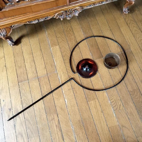 ヴィンテージ 変形花器 金属 漆 大型 花瓶 花器 和モダン フラワーベース