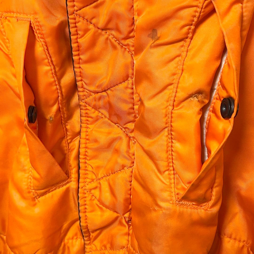 アルファ　80s USA製 MA-1 リバーシブル　黒　オレンジ　【L】