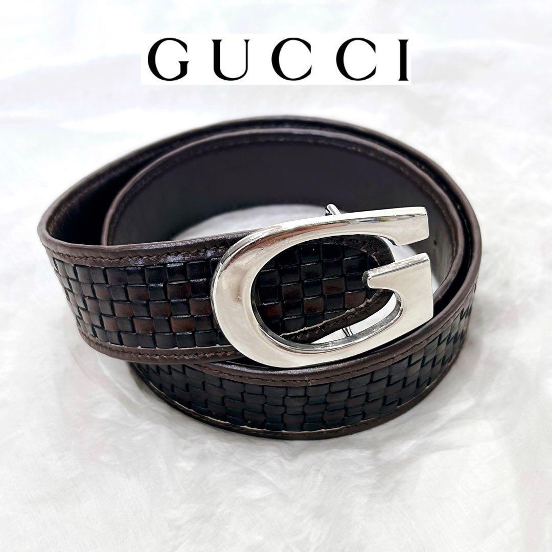 ✨美品✨GUCCI ベルト Gバックル シルバー金具 純正ベルト レザー y2k