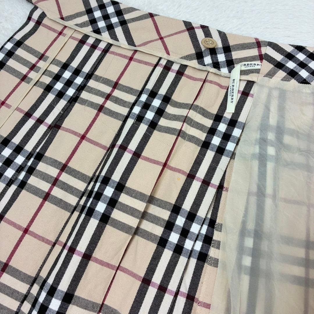 バーバリーロンドン　スカート　膝丈　ノバチェック　ベルト　プリーツ　40 L相当