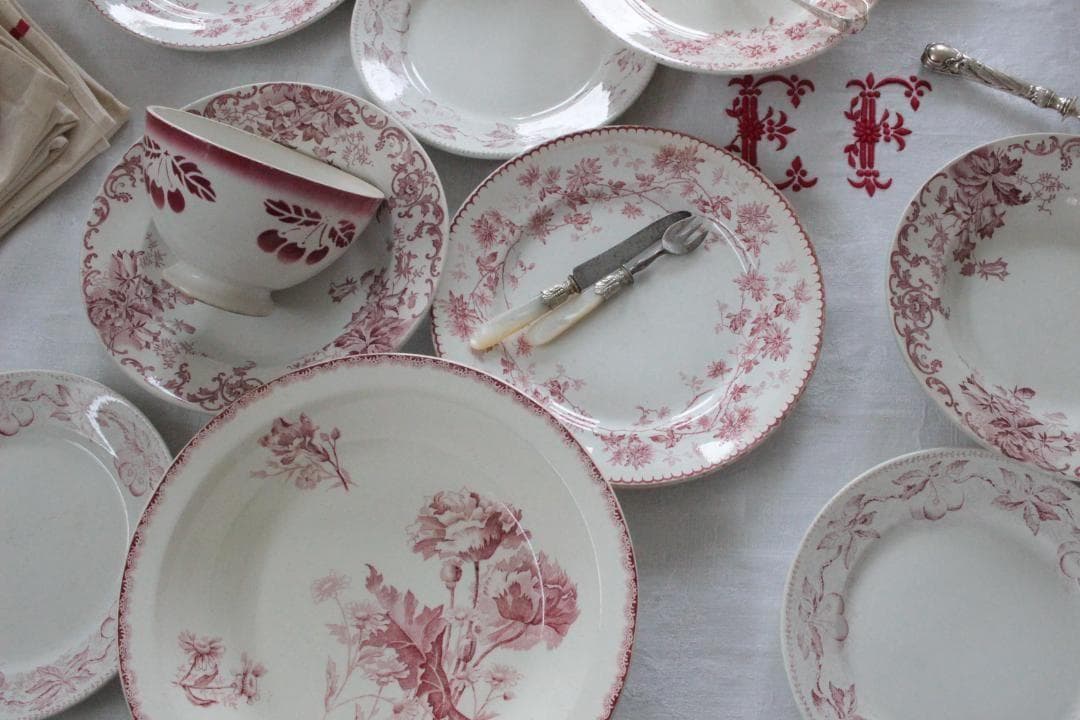 【C】バドンヴィレーさくらんぼのデザートプレートフランスアンティーク