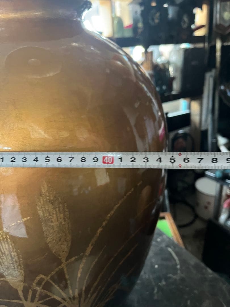 金箔の花瓶、特大花瓶、金箔花瓶、 高さ62センチ、金箔の麦の花瓶