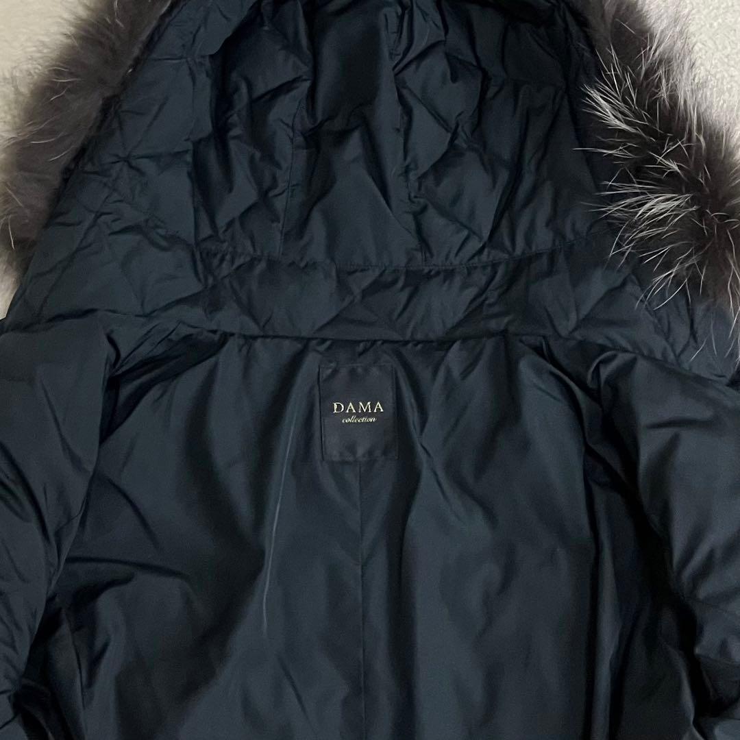 ダーマコレクション　シルバーフォックスファー　Aライン　ロングダウンコート　黒