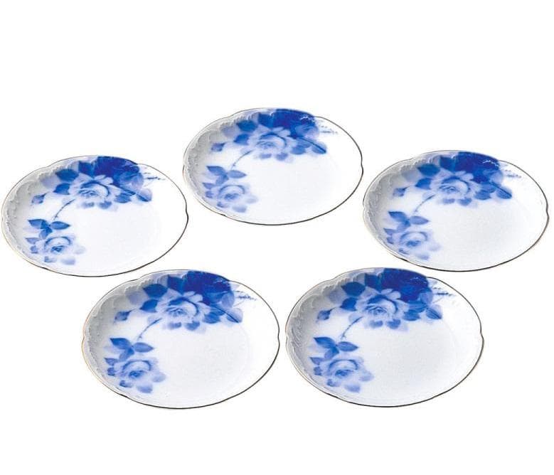 大倉陶園 ブルーローズ 銘々皿５枚セット(8011) 新品未使用 １５cm日本製