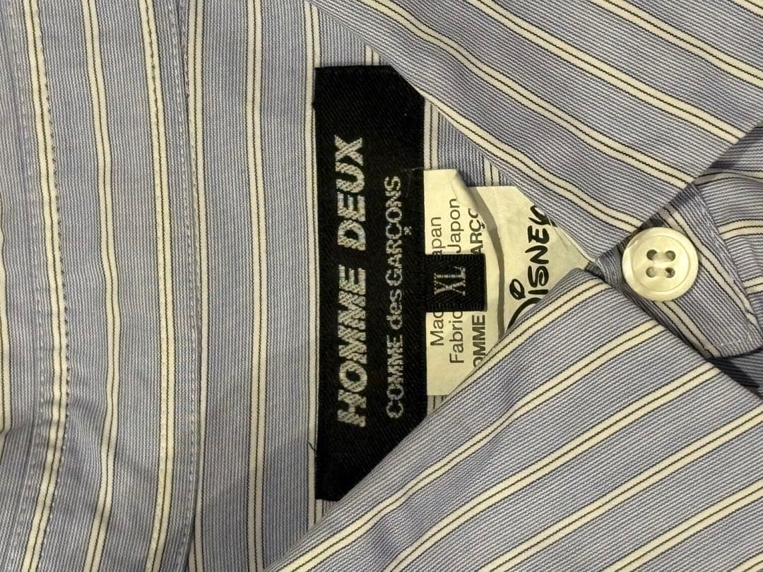 コムデギャルソンオムドゥ × ディズニー ミッキー プリント ストライプシャツ
