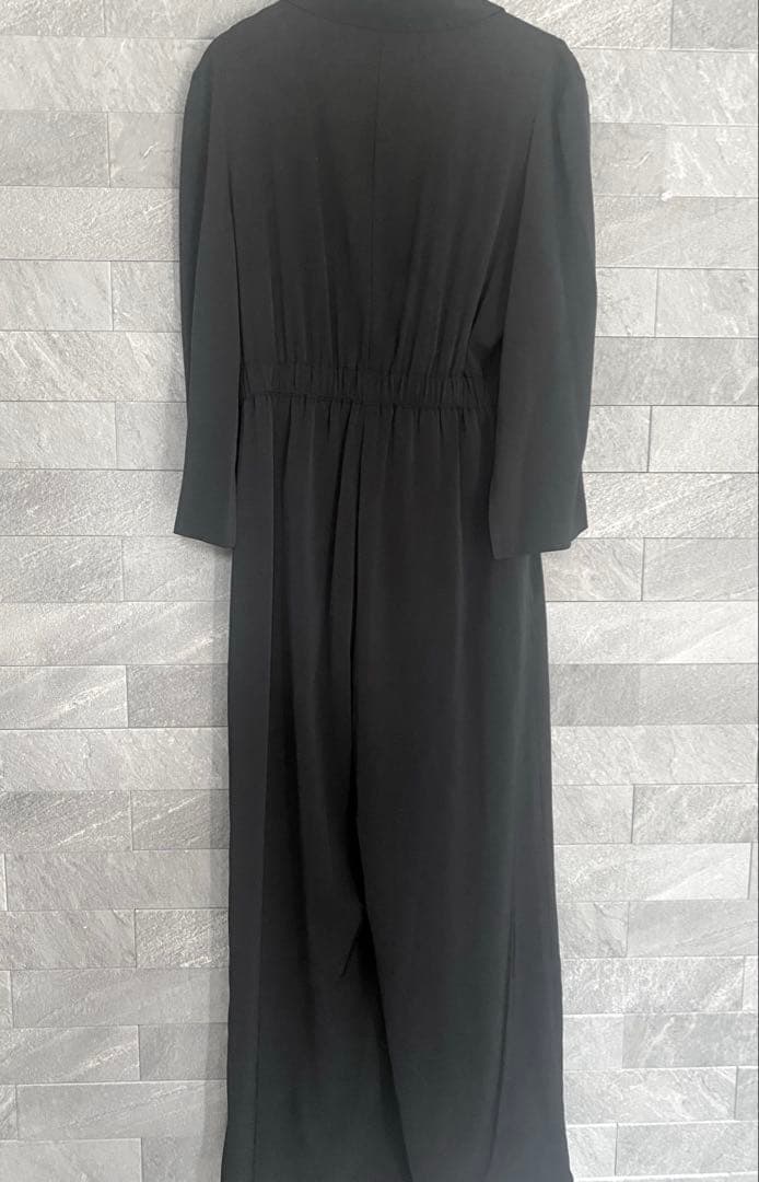 etoll. スリットスリーブオールインワンパンツドレス 結婚式 ブラック 黒