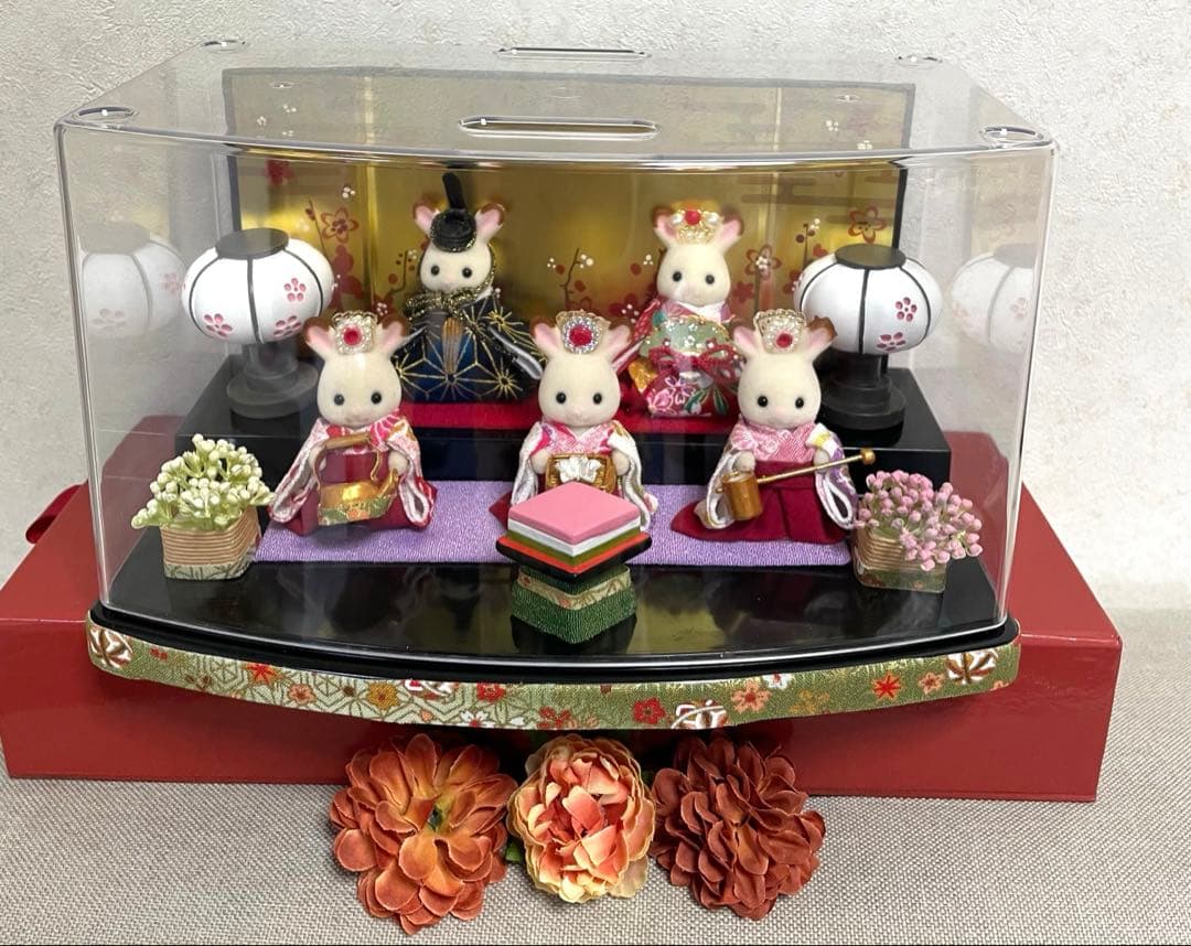 雛人形 シルバニア赤ちゃん ケース入り 2段飾り 三人官女