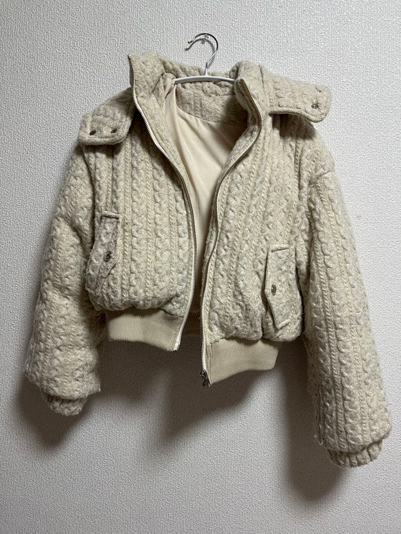 Bunnylis ケーブルニットキルティングジャケット