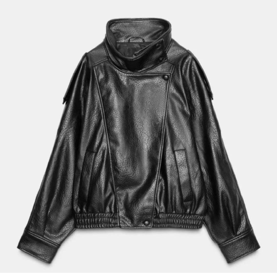 ZARA 黒 レザーライダースジャケット