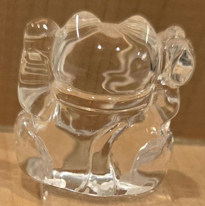 ​希少【愛光堂 刻印入】天然水晶 招き猫 ／自由が丘の名店購入 本物