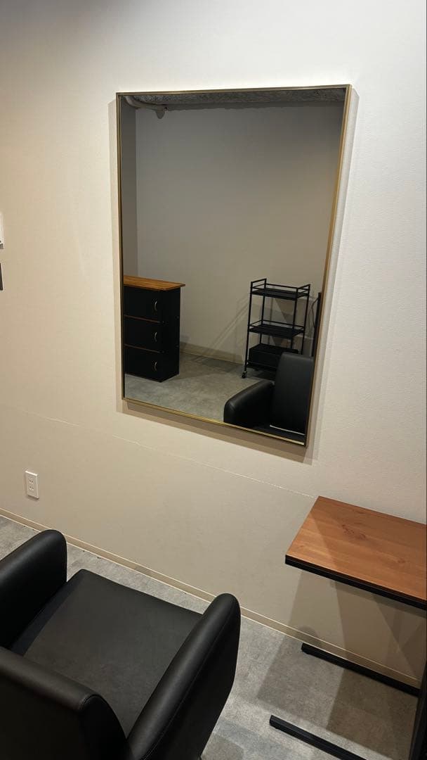 【スタイリングウォールミラー】スレンダーミラー　ゴールド　美容室　壁掛け