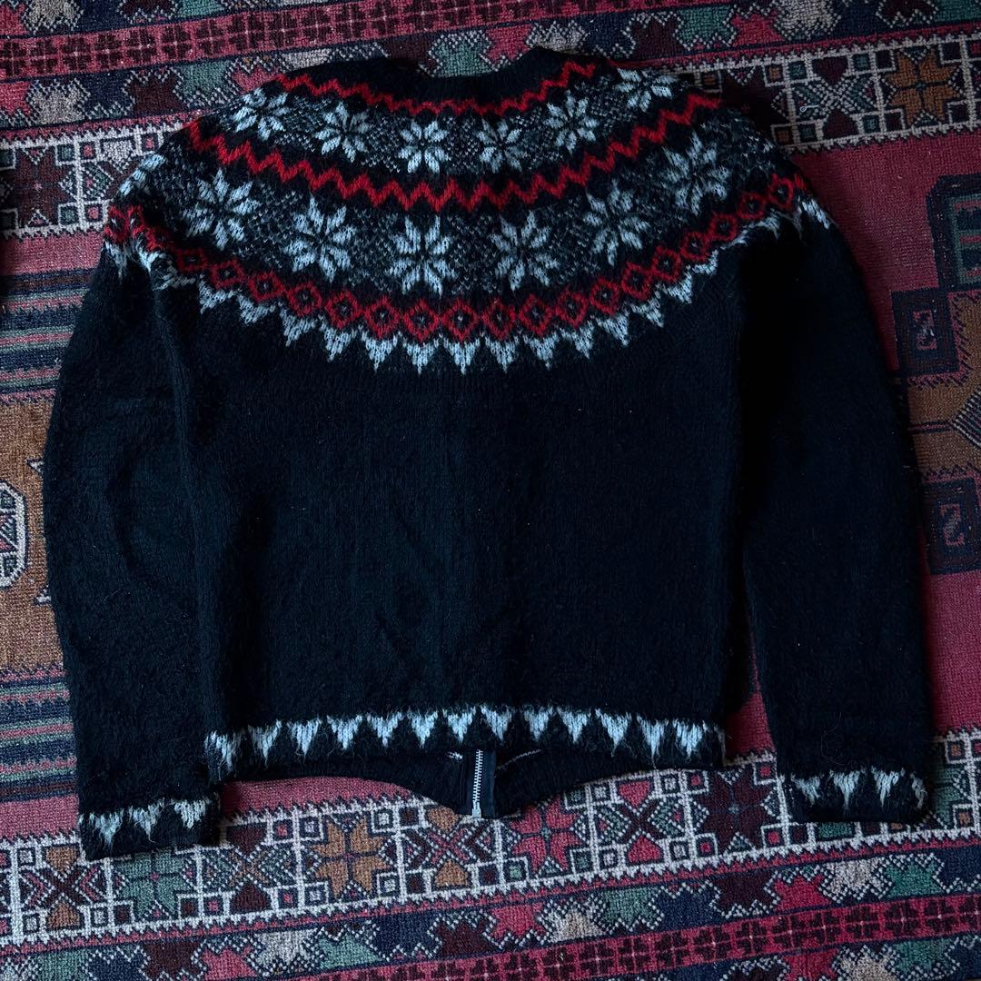 60s マクレガー McGREGOR 黒　カーディガン　雪柄　モヘア　アクリル