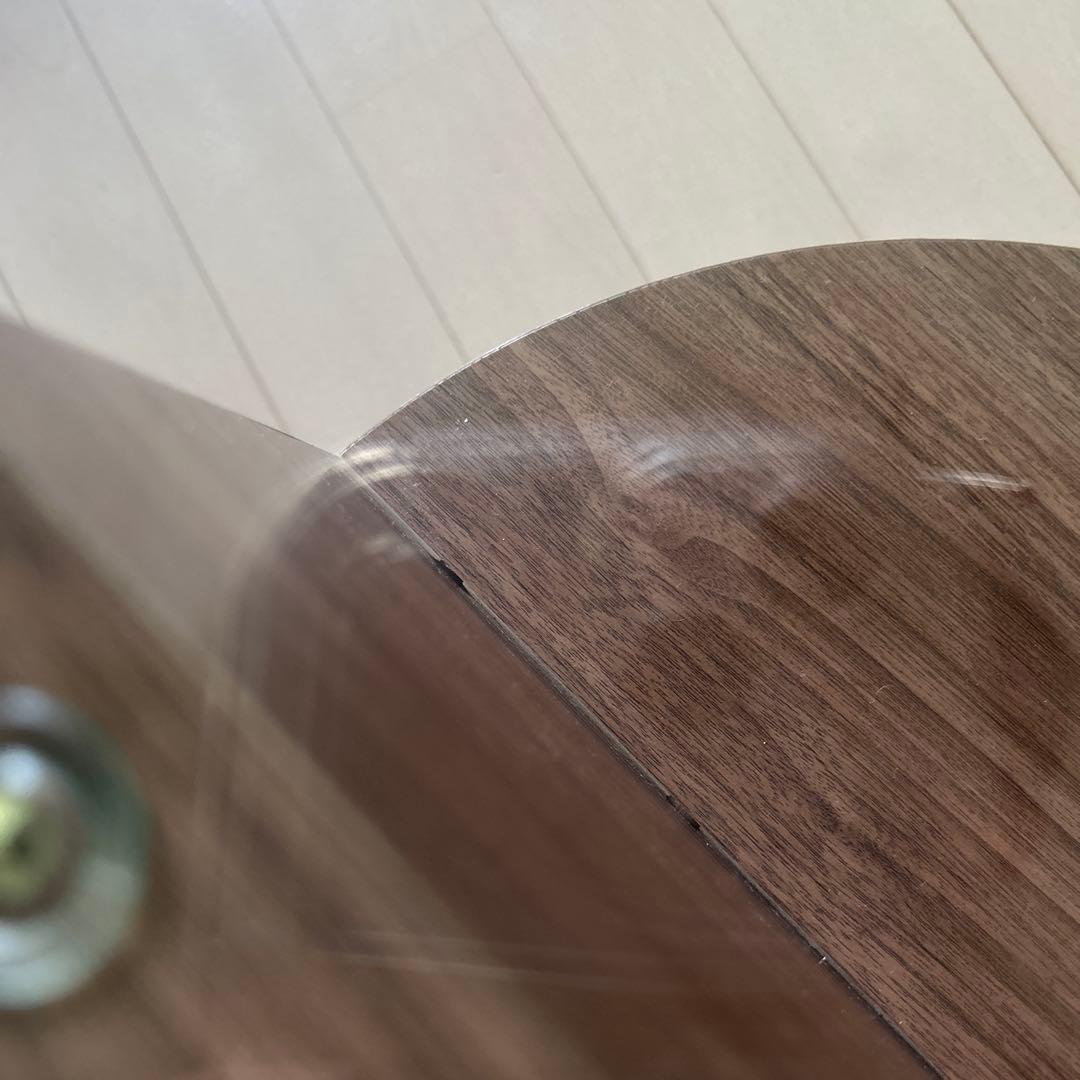 楕円ガラス ローテーブル センターテーブル ブラウン 引取歓迎