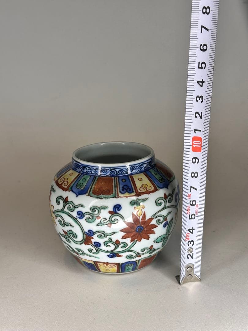 大明嘉靖年製 底款　彩絵　小壺　中国古美術