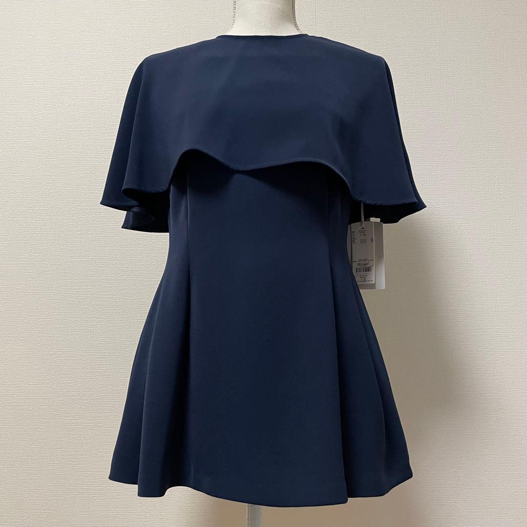 タグ付き　CELFORD　2024年モデル　ケープブラウス　ペプラム　ネイビー