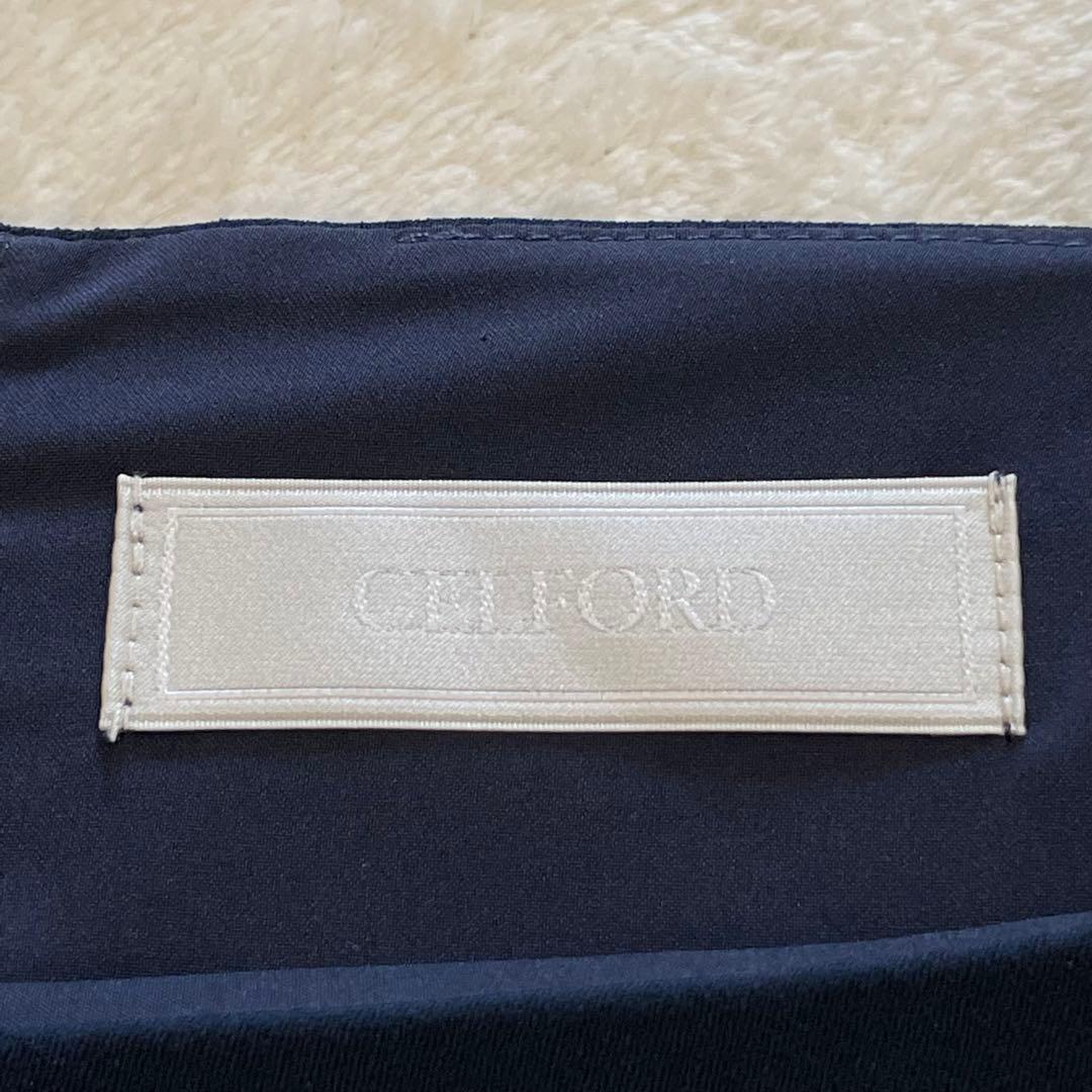 タグ付き　CELFORD　2024年モデル　ケープブラウス　ペプラム　ネイビー