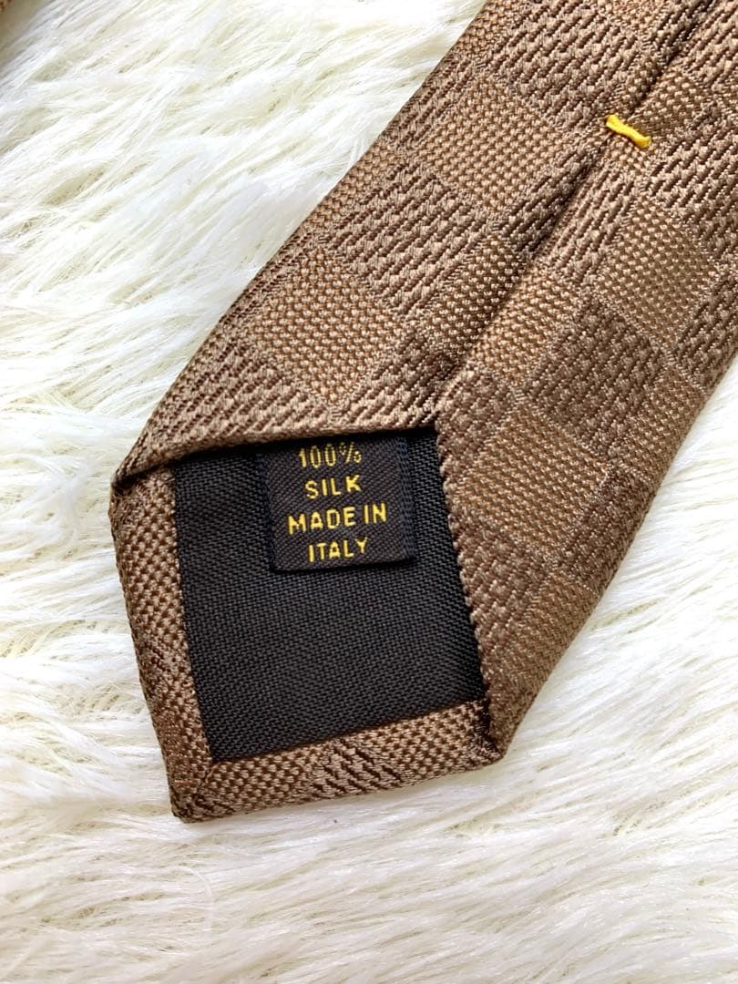 LOUIS VUITTON ネクタイ　ダミエ　チェック　ダークブラウン　茶　美品
