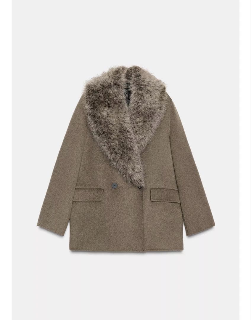 ZARA フェイクファーカラーウールブレンドジャケット ZWcollection