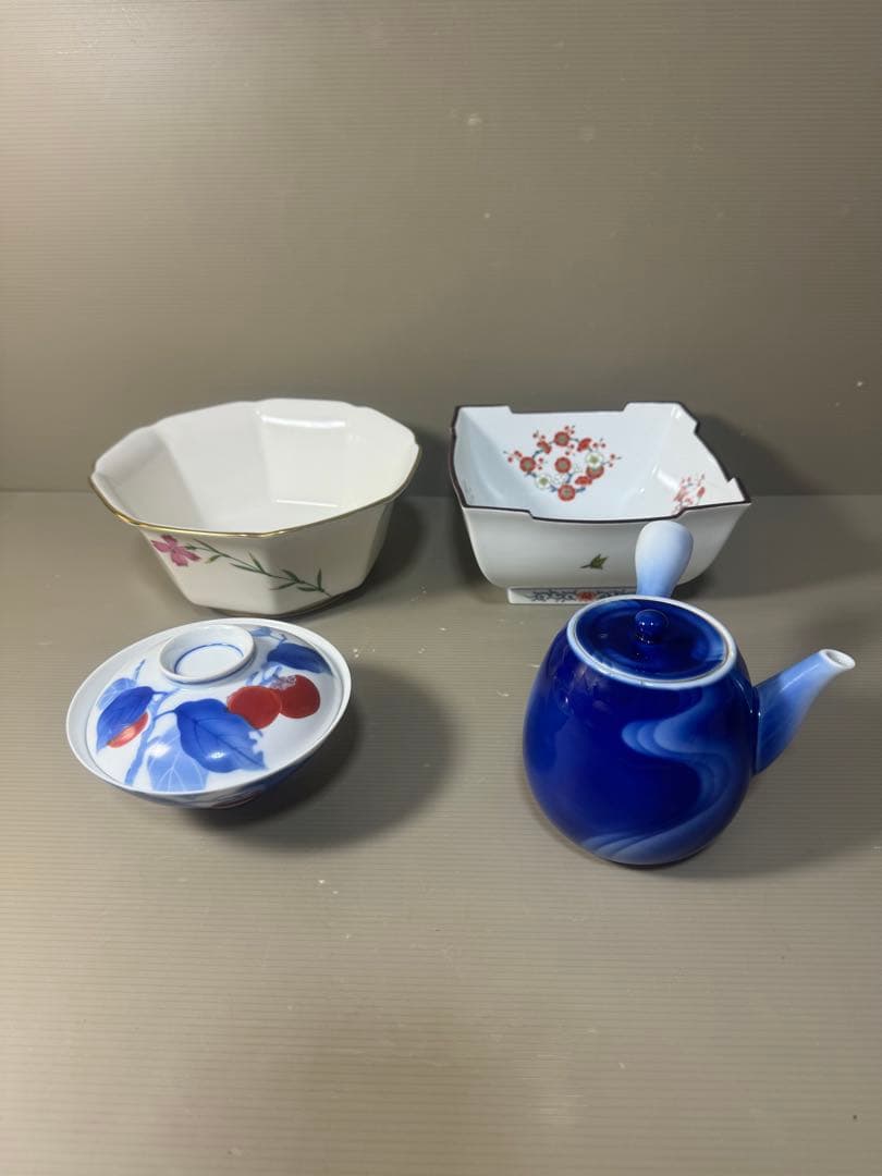 2606 深川製磁　香蘭社　まとめ売り　鉢2客　蓋付碗1客　急須1客