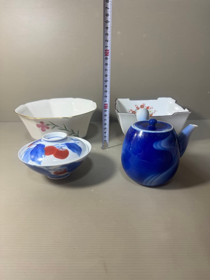 2606 深川製磁　香蘭社　まとめ売り　鉢2客　蓋付碗1客　急須1客