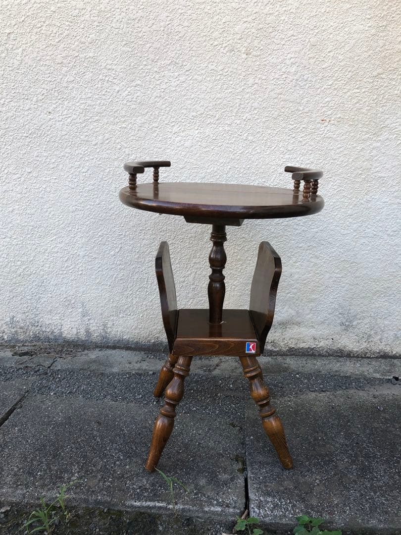 昭和レトロ 飛騨産業 キツツキ サイドテーブル コーヒーテーブル 丸テーブル