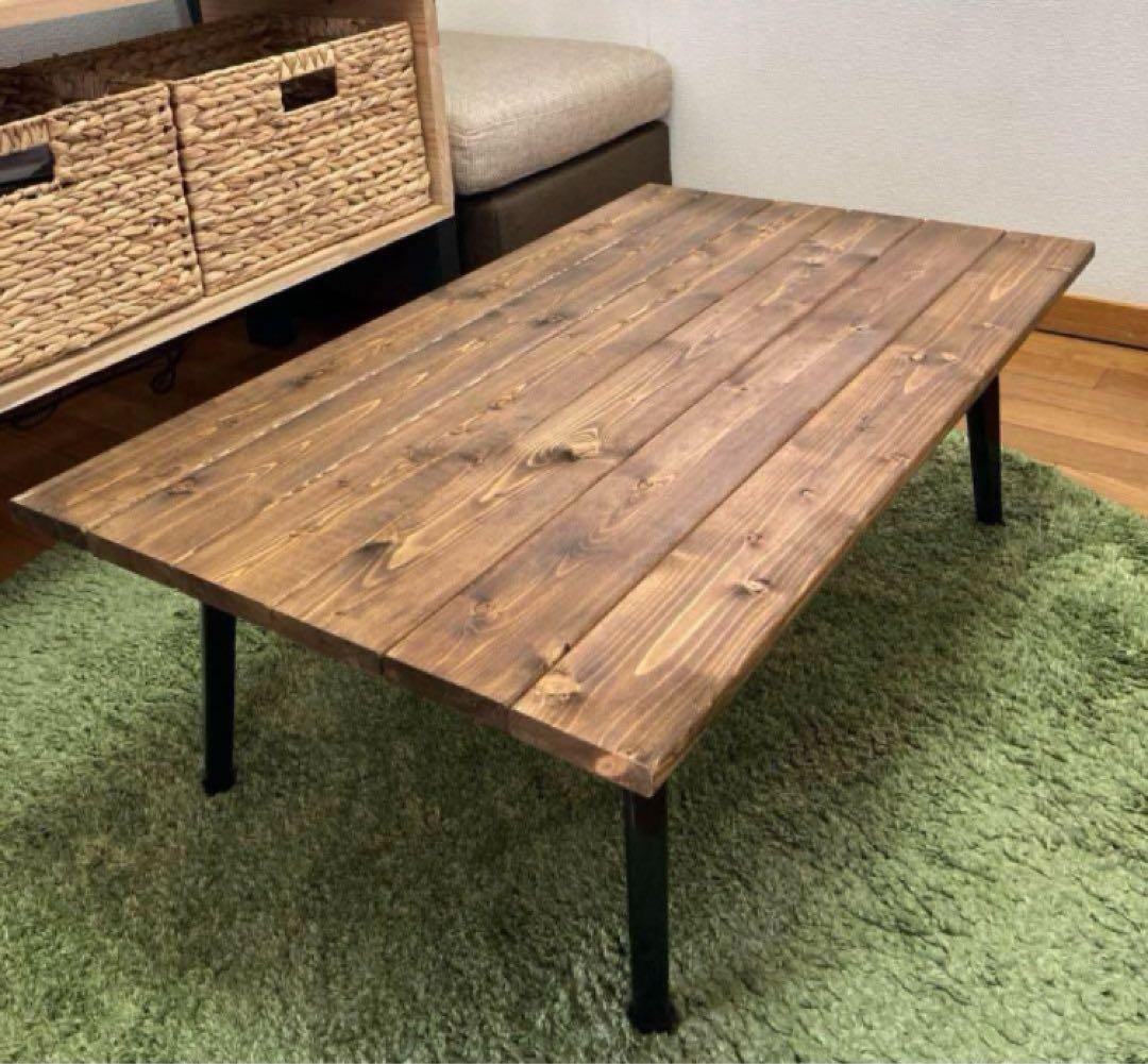 折りたたみ式　アンティークシンプル木目調センターテーブル