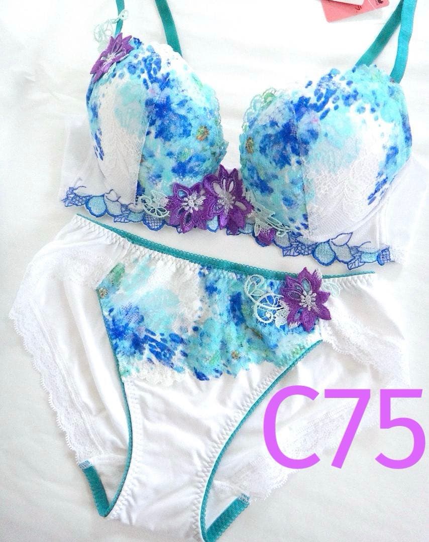 ワコール ルジェ ブラジャーC75 & ショーツL　白水色レース