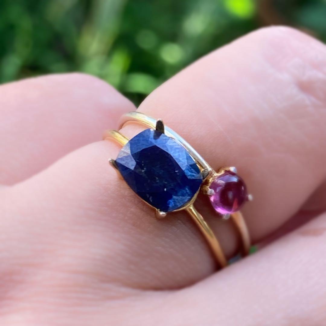 Silver925 18kgp ディープ ブルーサファイア リングorトップ