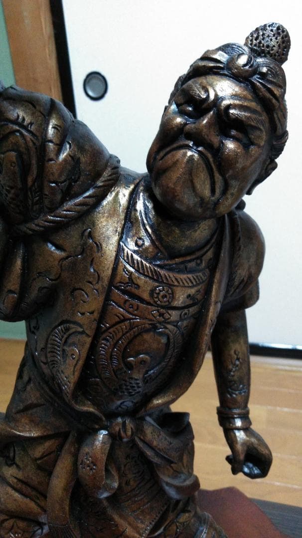 骨董　希少　武士　侍　灯籠　仏教　木彫り　アンティーク　置物　レトロ