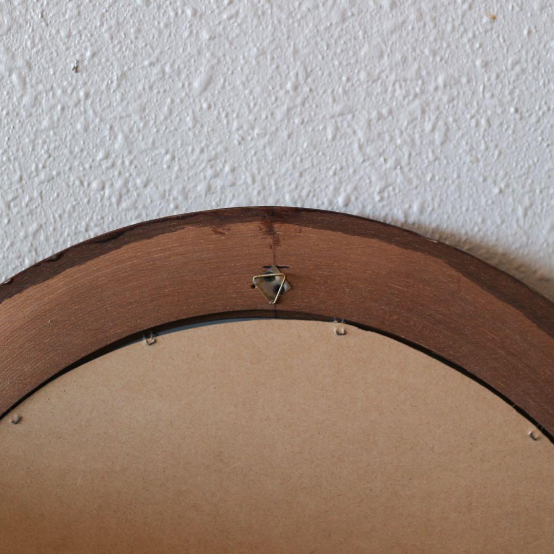 オーバル型 ウォールミラー　ブラウン 木製 楕円形 壁掛け鏡